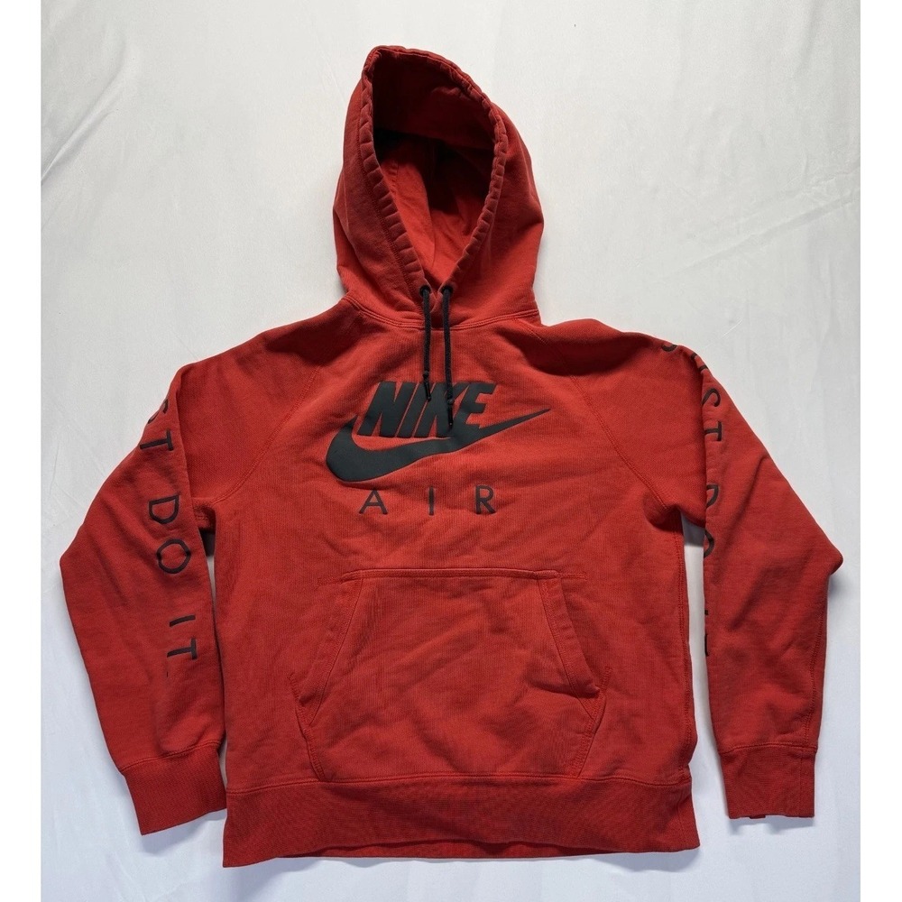 Nike Air Just Do It Fleece Hoodie Youth Medium Red Raglan Sleeve Running